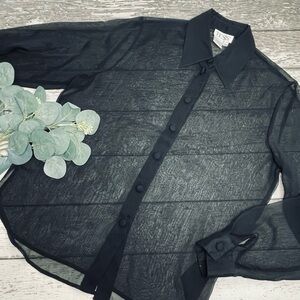 Vintage Tess Sheer Button Up Blouse Shirt